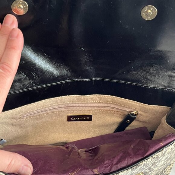 Charles David Snakeskin Leather Clutch - Picture 3 of 7